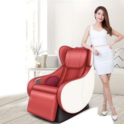 Red Leather Lounge Chair with Percussive Shiatsu Chair Massager Blue Tooth Speaker and Recliner