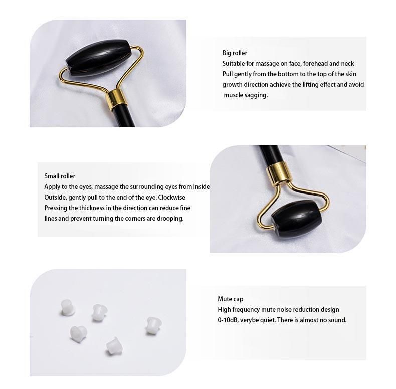 Wholesale Gym Obsidian Jade Roller Massager for Face Black Ice Jade Facial Roller for Wrinkles