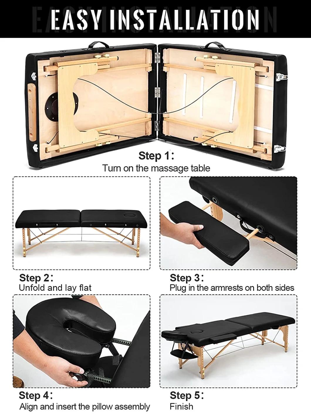 2 Section Body Wood Massage Bed Folding Massage Table