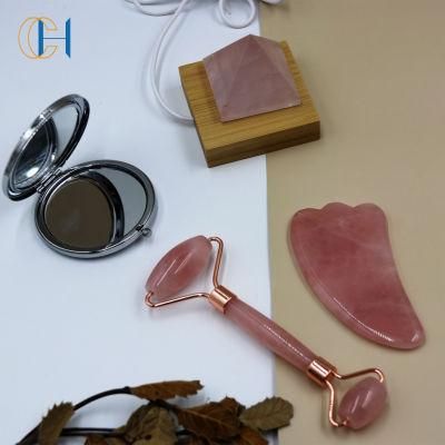 CE Certificated Wholesale Natural Beauty Quartz Jade Roller Gua Sha Set Face Massage Jade Roller