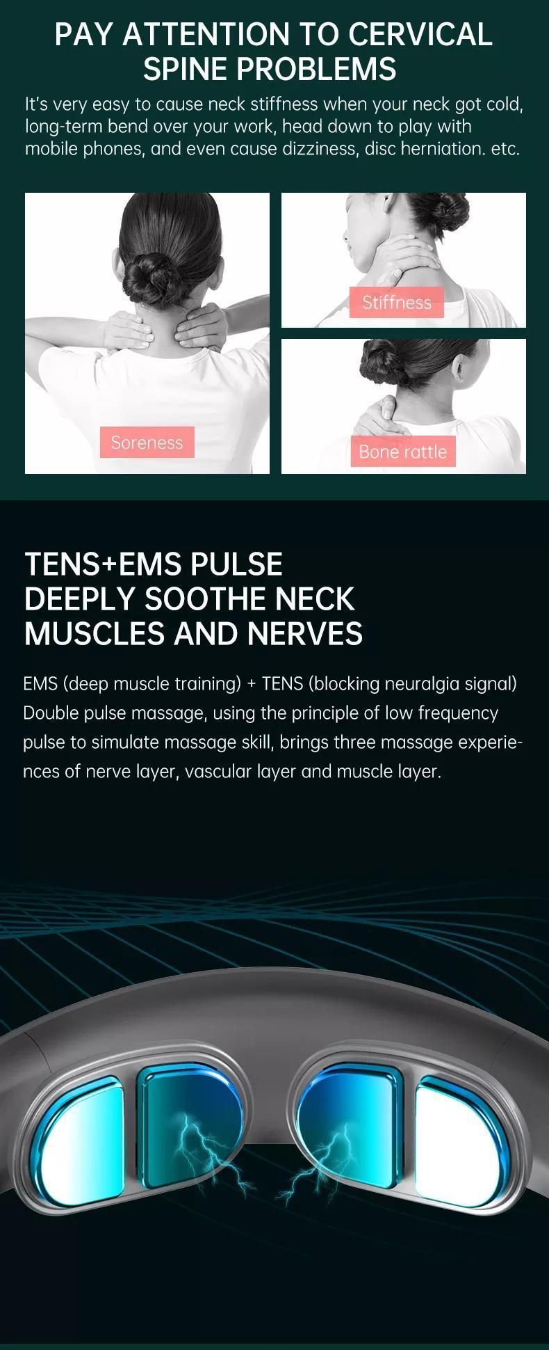 Foldable EMS Heating 5 Modes USB Powerful Pulse Neck Massage