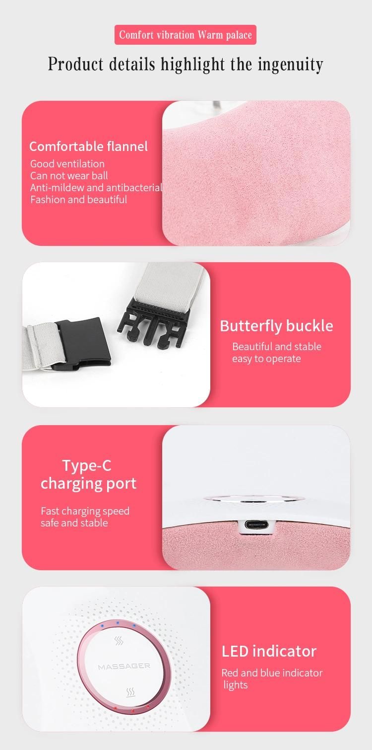 Portable Cordless Heating Pad, Electric Waist Belt Device for Cramps Belly Warm Massager