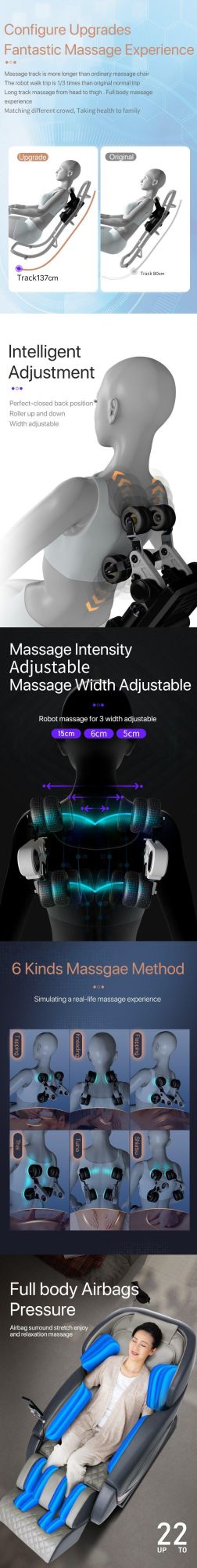 Latest Full Body Application and Red/Brown/Purple Color Large Size Massage Chair