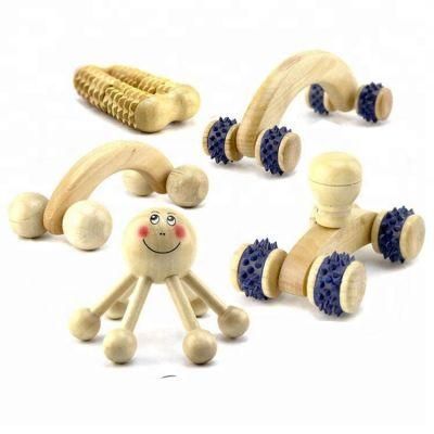 Manufacturer Bamboo Wooden Hand Held Foot Massage Roller