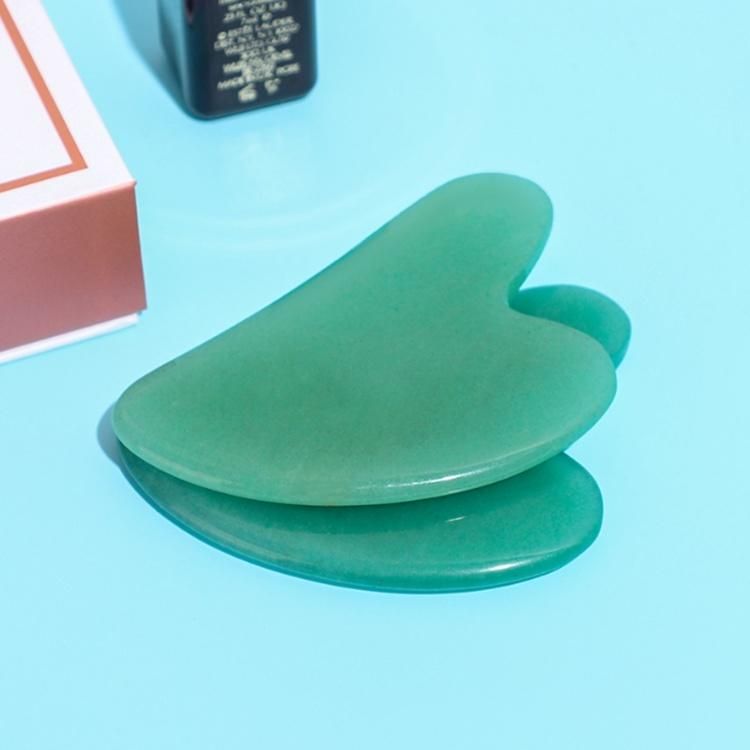 OEM/ODM Natural Green Bian Jade Stone Gua Sha Amethyst Massage Tool Green Aventurine Heart Shape Guasha Roller Set Facial Board