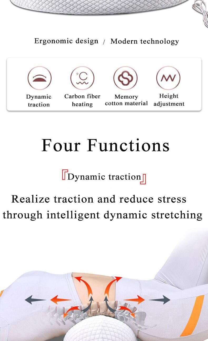 Height Adjustable Heating Massager Waist Pillow Pain Relief Light Therapy