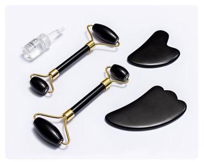 Wholesale Gym Obsidian Jade Roller Massager for Face Black Ice Jade Facial Roller for Wrinkles