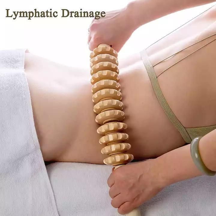 9 Wheels Portable Hand Massager Roller Wood therapy Massage Roller for Reducing Soreness Fitness