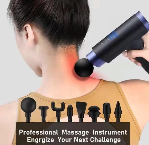 Home Use Percussive Muscle Booster Pain Relief Massager Gun with 8 Heads