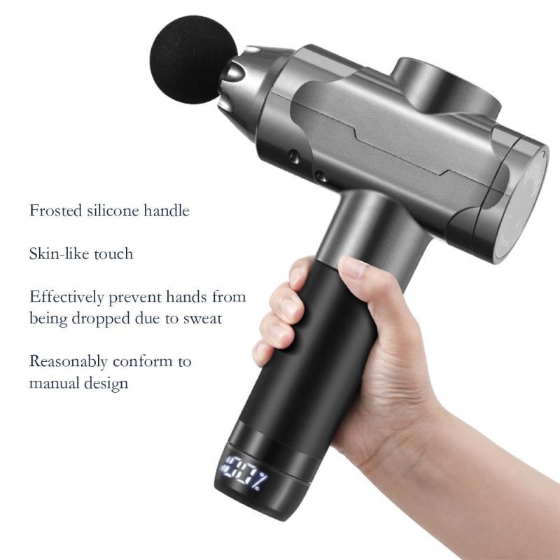 Private Patent Amazon Power Electric Portable Handled Massage Gun 30 Speeds Deep Tissue Percussion Vibration Muscle Neck Shoulder Relax Cordless LCD Screen