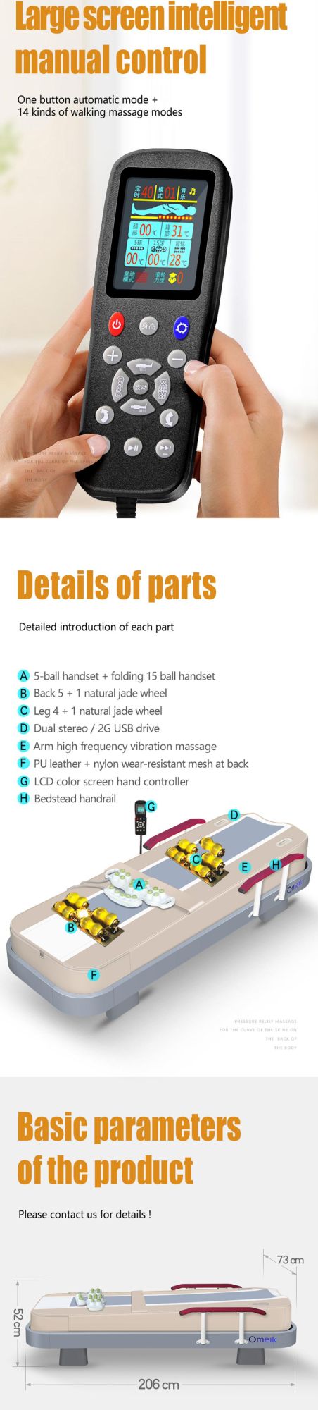 Wholesale Electric Cheap Massage Table Jade Stone Heating Spinal Therapy Korea Portable V3 Thermal Massage Bed for Hospital