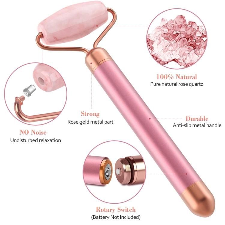 Handheld Vibration Face Massager Stick Electric Gold Jade Roller Energy Beauty Bar for Face Lifting V-Face