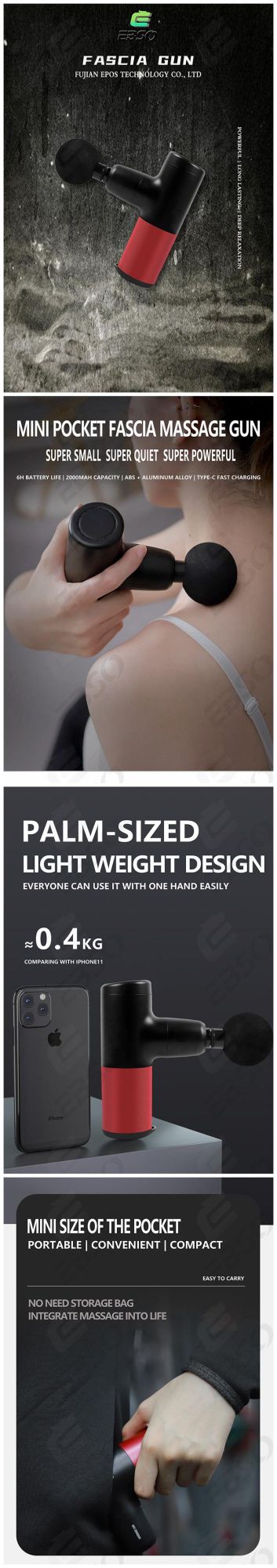 Deep Tissue Muscle Massage Gun USB Rechargeable Massage Gun Handheld Percussion Massager for Athletes Relieve Sore