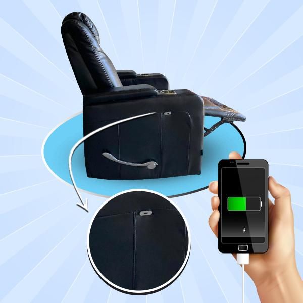 Manual TV Chair Black Leather TV-290