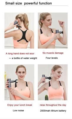 Speeds 4 Heads Adjustable Deep Tissue Sports Booster Percussion Body Muscle Mini Massage Gun