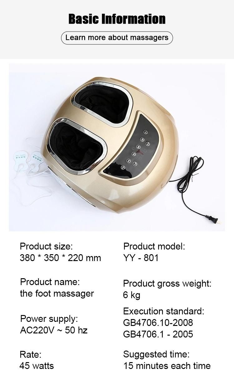 Electric Foldable Air Pressure Roller Feet Massage Machine Shiatsu Kneading Vibrating Foot Massager with Heating