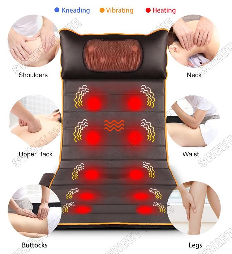 New Design 2020 Electric Vibrating Neck Lumbar Leg Massage Cushion Heated Full Body Massage Mattress