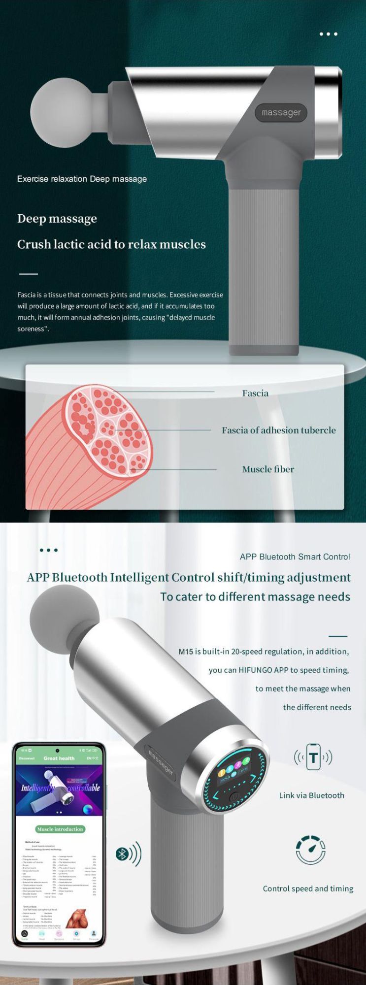 APP Bluetooth Intelligent Control Electric Smart 20 Speed Massage Gun