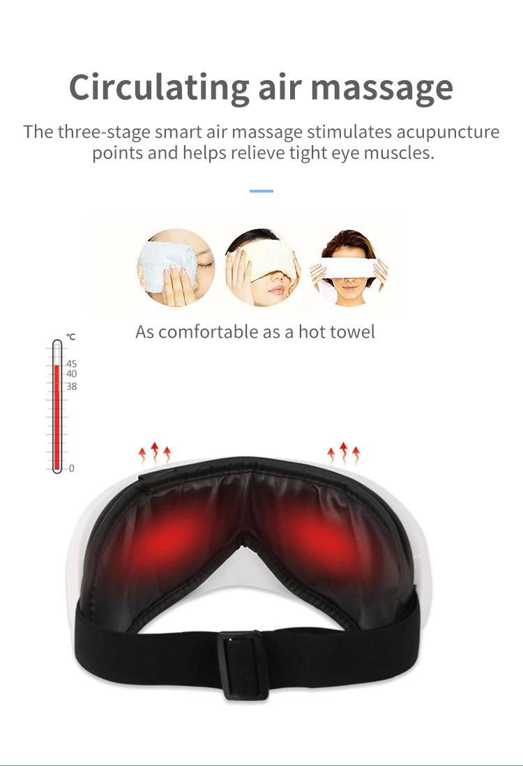 High Frequency Vibrating Warm Heated Air Pressure Eye Massager with Music