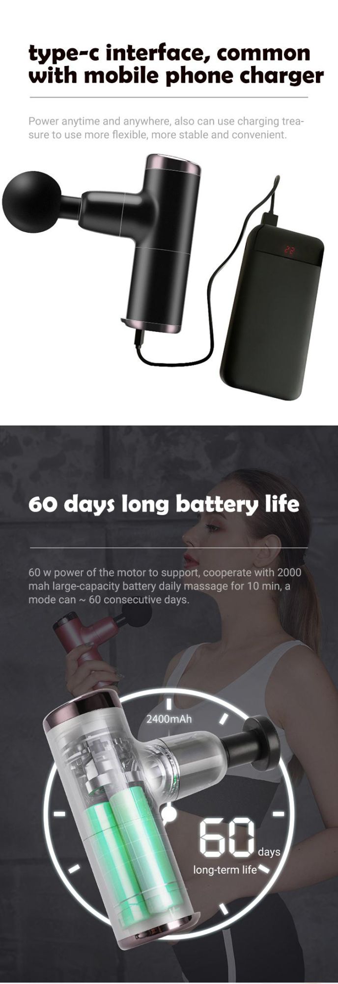 Factory Portable Cordless Lithium Battery High Torque Motor Deep Muscle Massage Gun