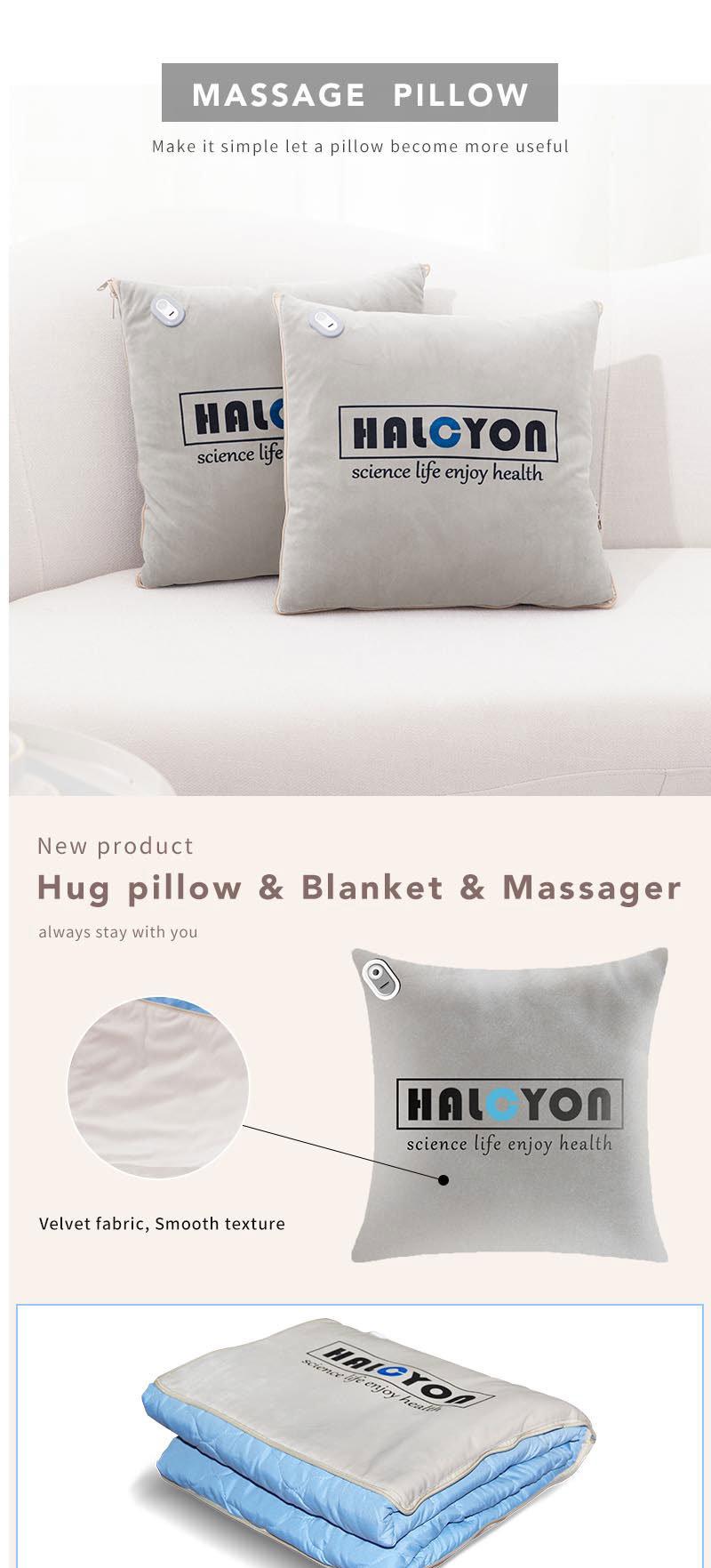 Hezheng Fleece 2 in 1 Pillow Travel Heating Blanket Travel Heating Blanket Soft Foldable Custom Airplane Blanket Massage