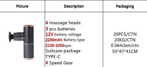 Customize 4 Heads Brushless Electric Fascia Handheld Deep Relaxtion Massage Gun Mini