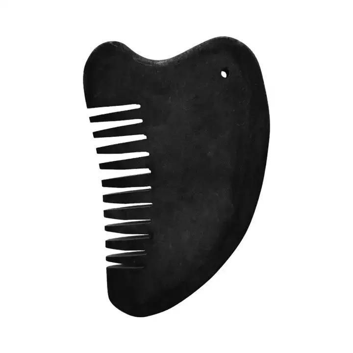 wholesale custom logo black stone jade comb head scalp massage gua sha comb