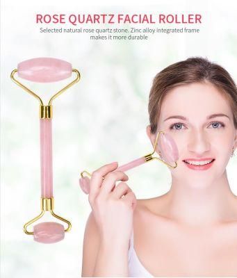 in Stock! High Quality Wholesale Price Facial Massage Jade Roller, Rose Quartz Jade Gua Sha Set