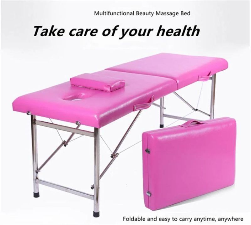 Good Quality Height-Adjustable Folding Massage Bed with Pillow