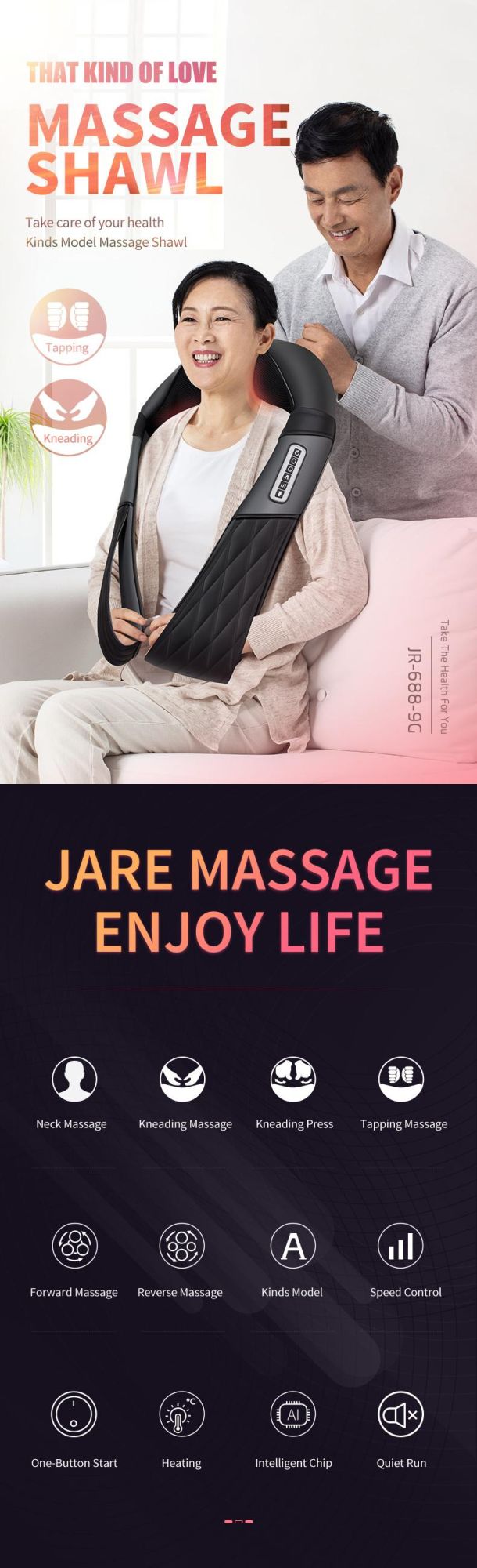 Electric Cervical Neck Massager Shiatsu Heat Beater Back Kneading Shoulder Knead Massage Shawl