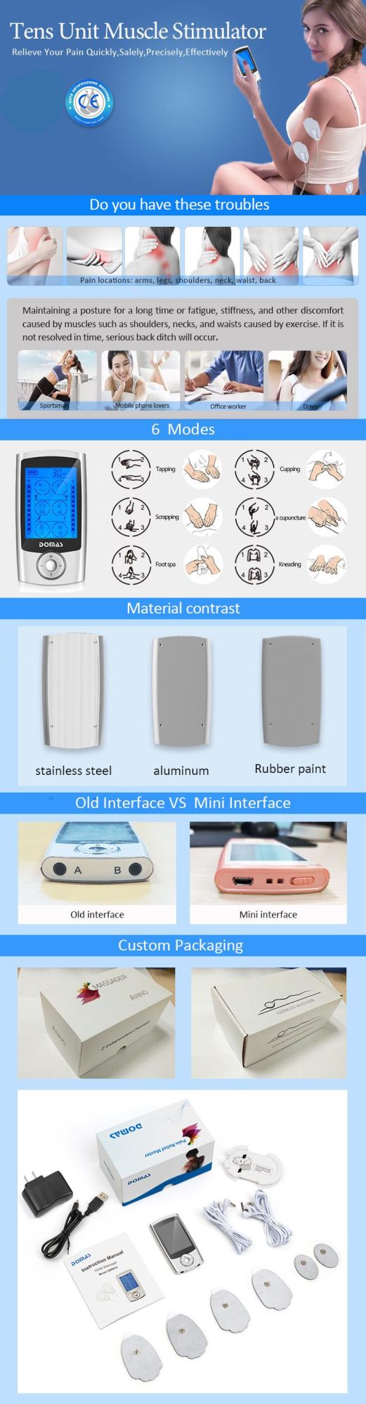 Smart Mini Electric Stimulation Muscle Stimulator Electronic Pulse Muscle Stimulator