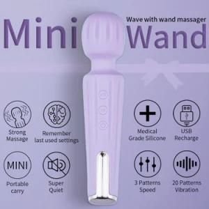 Cordless USB Rechargeable Waterproof Silicone Wand Massager for Pain Relief
