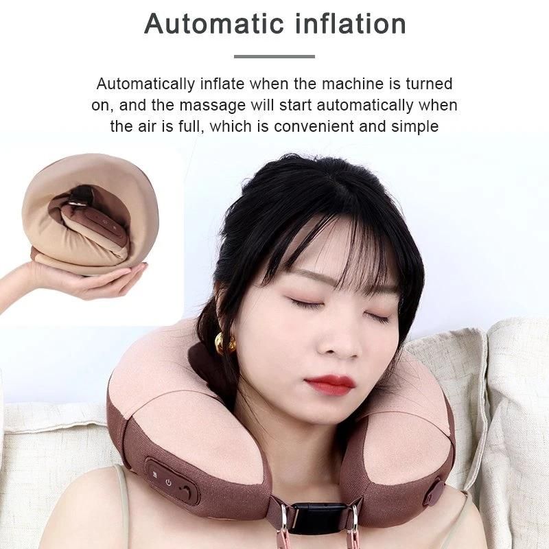 Airplane Sleeping Round-Shaped Air Bag Type Portable Neck Massager Shiatu Massage Travel Pillow