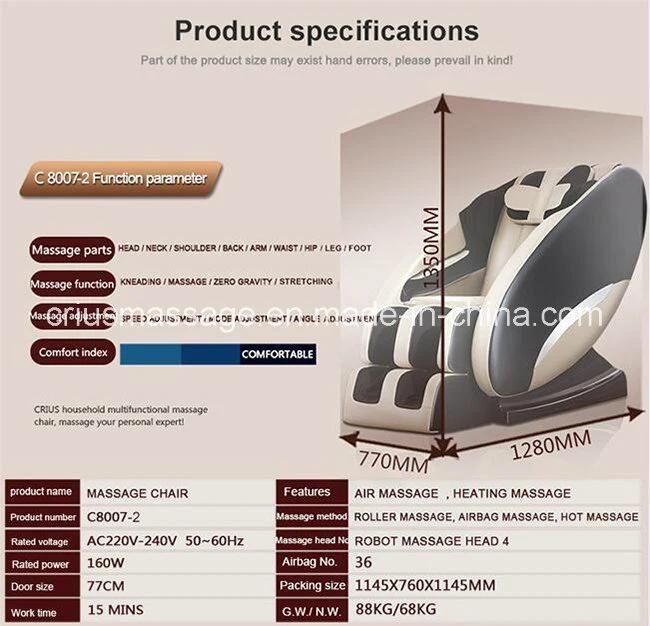 PU Leather Thermal Massage Chair with Back Roller