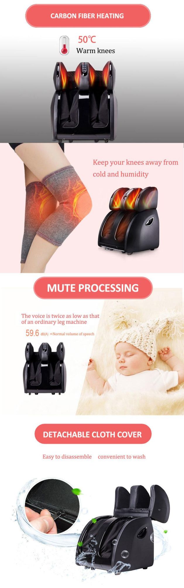 New Design Control Panel Heated Calf Foot Massager