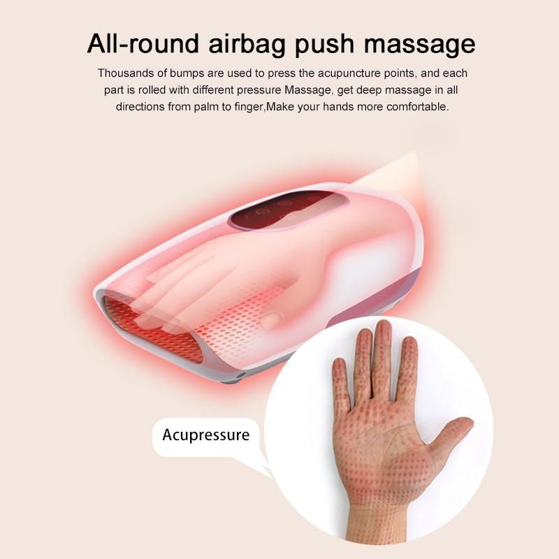 Electric Air Compression Heated Acupressure Finger Palm Massager Hand Massager