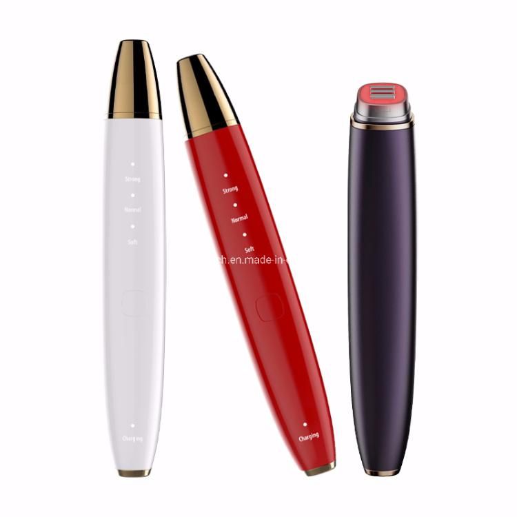 Latest Electric Ionic Red Blue Color Light Eye Massage Pen Heating Vibration Dark Circle Remover Eye Beauty Instrument