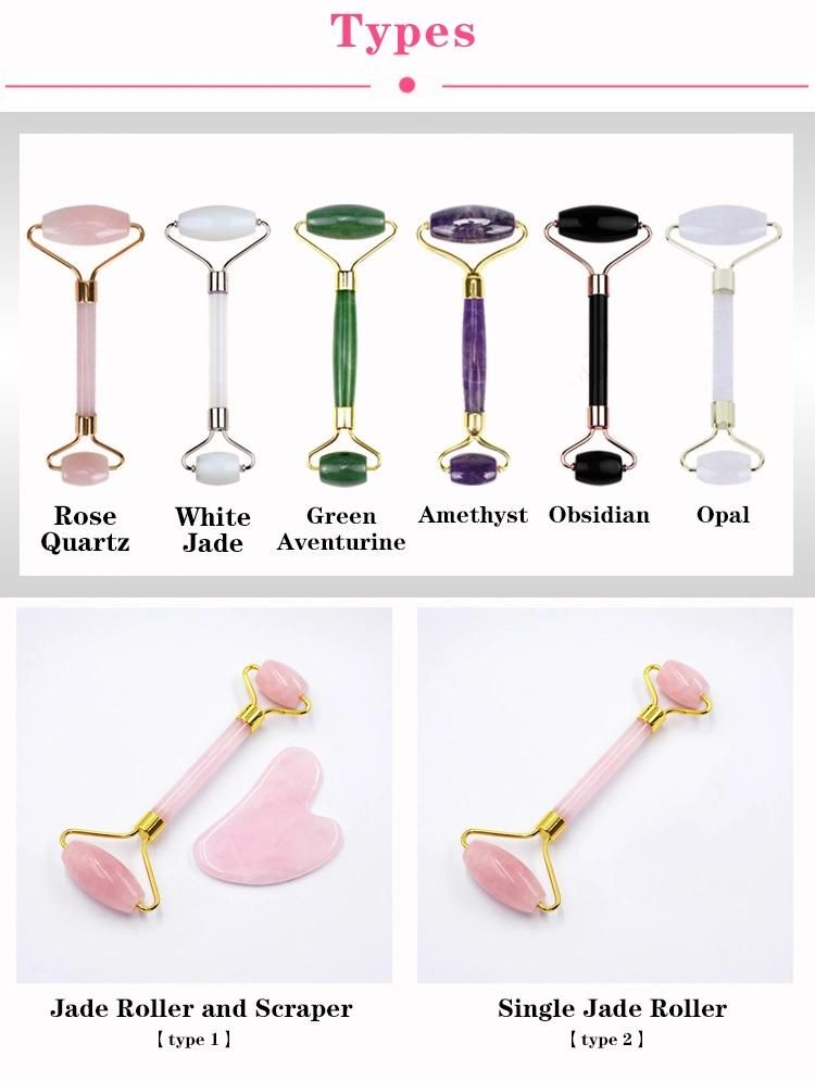 Wholesale 100% Natural Jade Facial Roller Gua Sha Scraping Massage Tools Double Head Massage Jade Roller