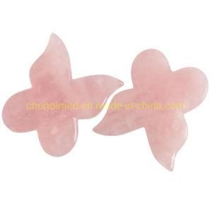 Rose Quartz Guasha Scraper with Butterfly Shape