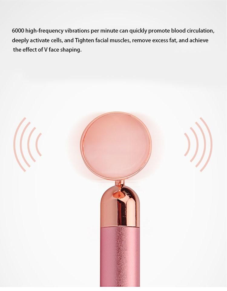 Round Head Electric Massager Rose Quartz Roller Jade Roller for Face