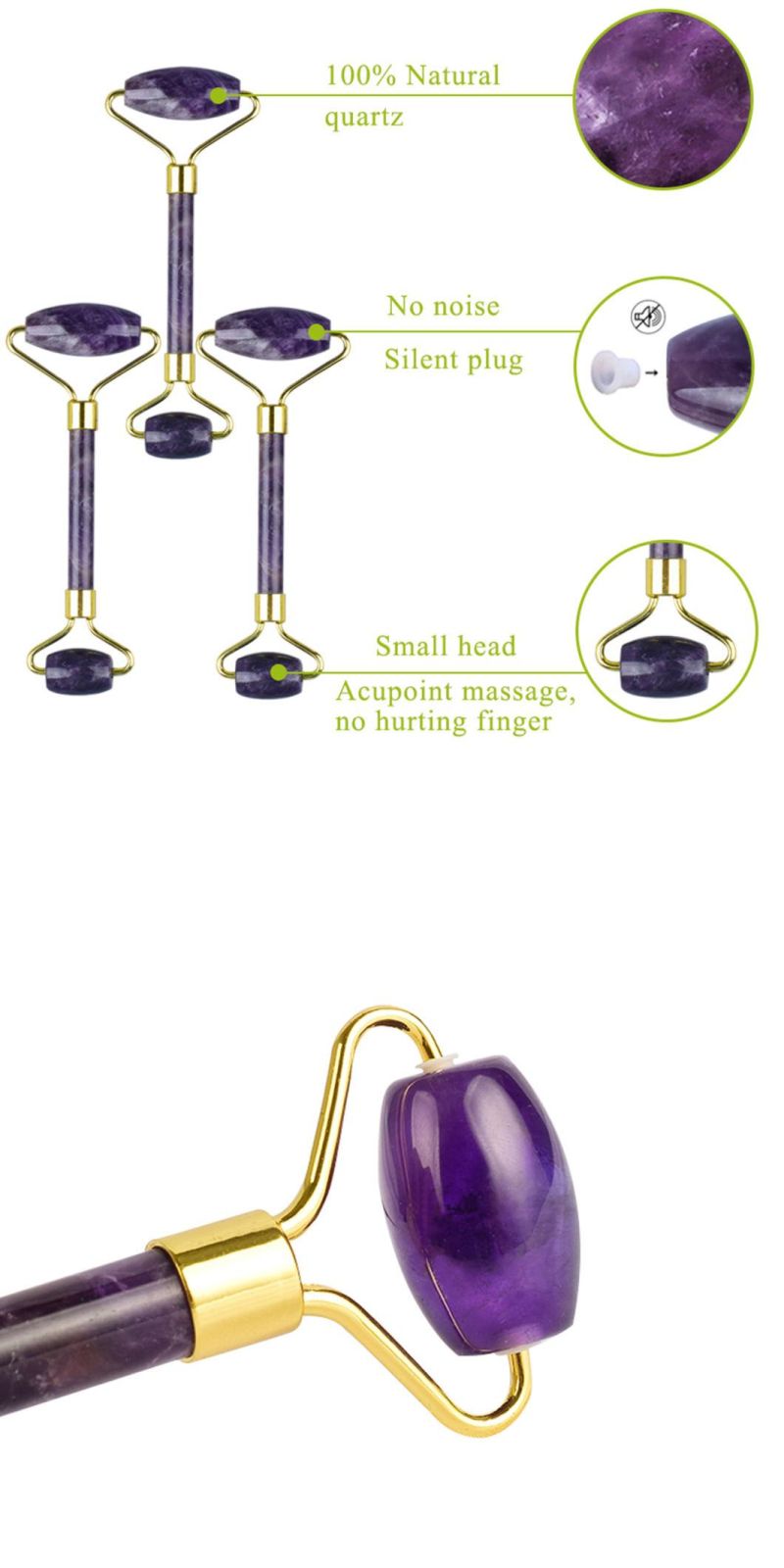 High Quality Noiseless Anti Aging Jade Roller and Gua Sha Set Facial Massager