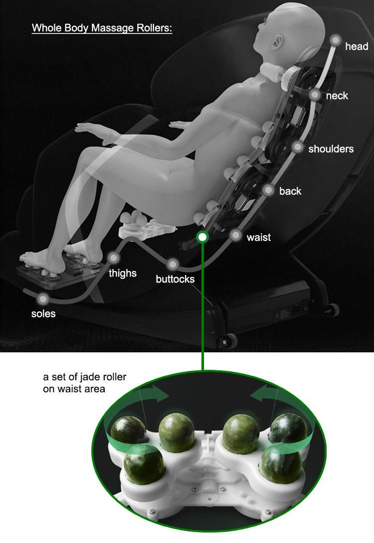 2022 New Design Back Heating Jade Roller Kneading Full Body Zero Gravity Massage Chair