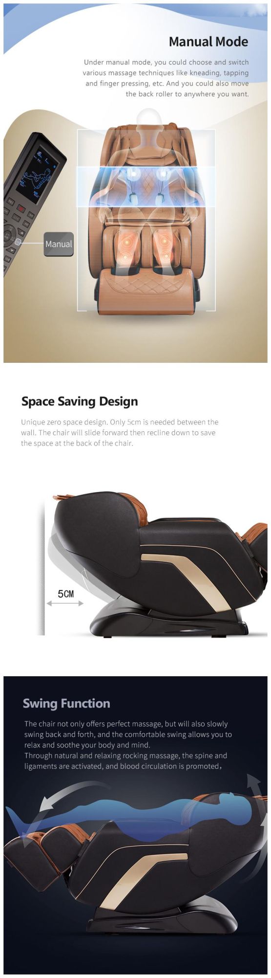 New Arrival Spare Touch Wide Size Large Modern Massage Chair