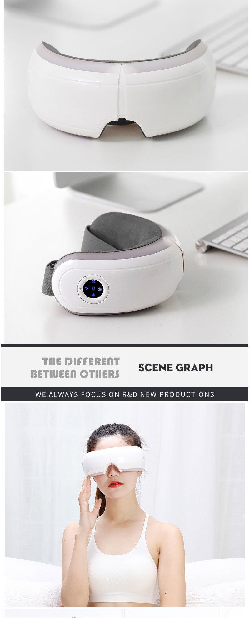 Hezheng New Arrival Bluetooth Electric Vibration Eye Therapy Massager with Hot Compress