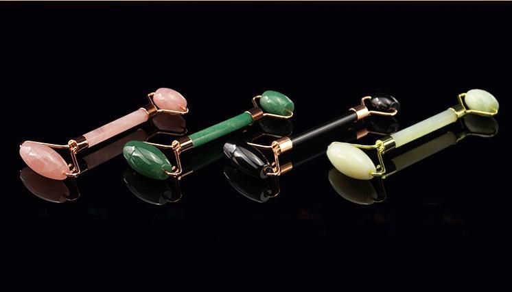 Hot Selling OEM Jade Stone Facial Anti Aging Welded Natural Rose Quartz Pink Jade Roller for Face