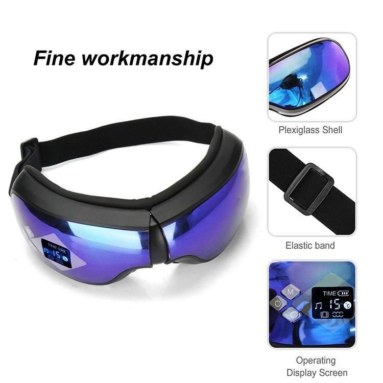 Remote Control, Compression Bluetooth Music Temple Eye Massage Mask Rechargeable for Relax Eye Strain Dark Circles Eye Bag