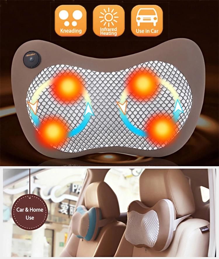 Electric Mini Car Use Infrared Heat Shiatsu Massage Neck Pillow