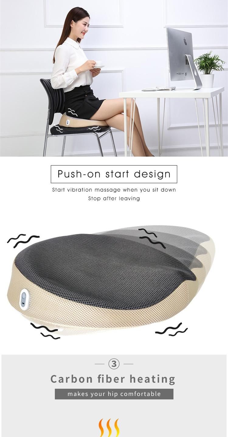 Battery Operated Vibrating Massager Pillow Hip Massage Seat Cushion for Office or Car
