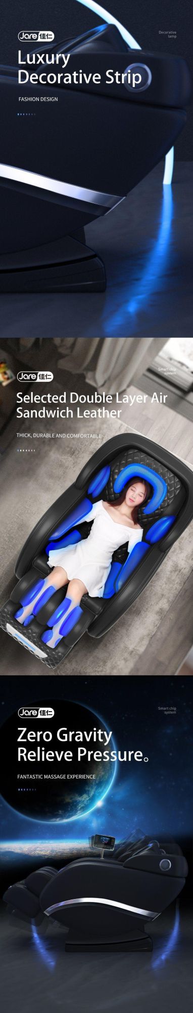 Latest Luxury Electric Zero Gravity Herapy Wall Hugging Bluetooth Speakers Music Reclining Massage Chair