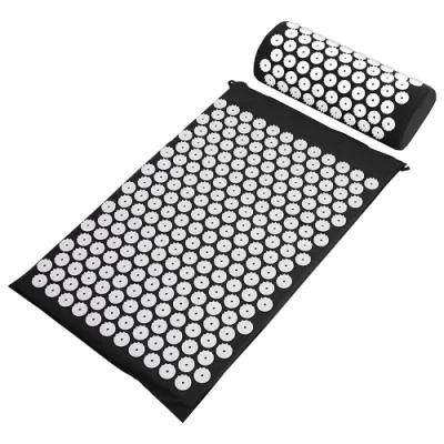 Natural Linen Acupressure Mat Foot Shakti Camellia Plastic Spikes Massage Akkupressur Mat and Pillow Set